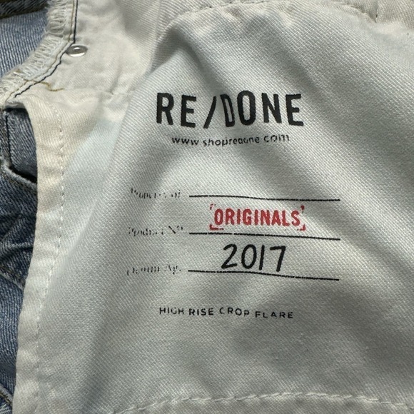 Re Done High Rise Crop Flare Button Fly Jeans Light Wash 28 - Picture 3 of 11